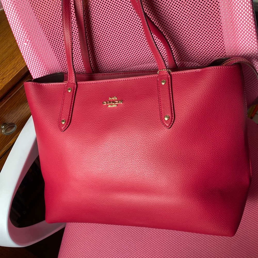Coach Dark Pink Leather Bag